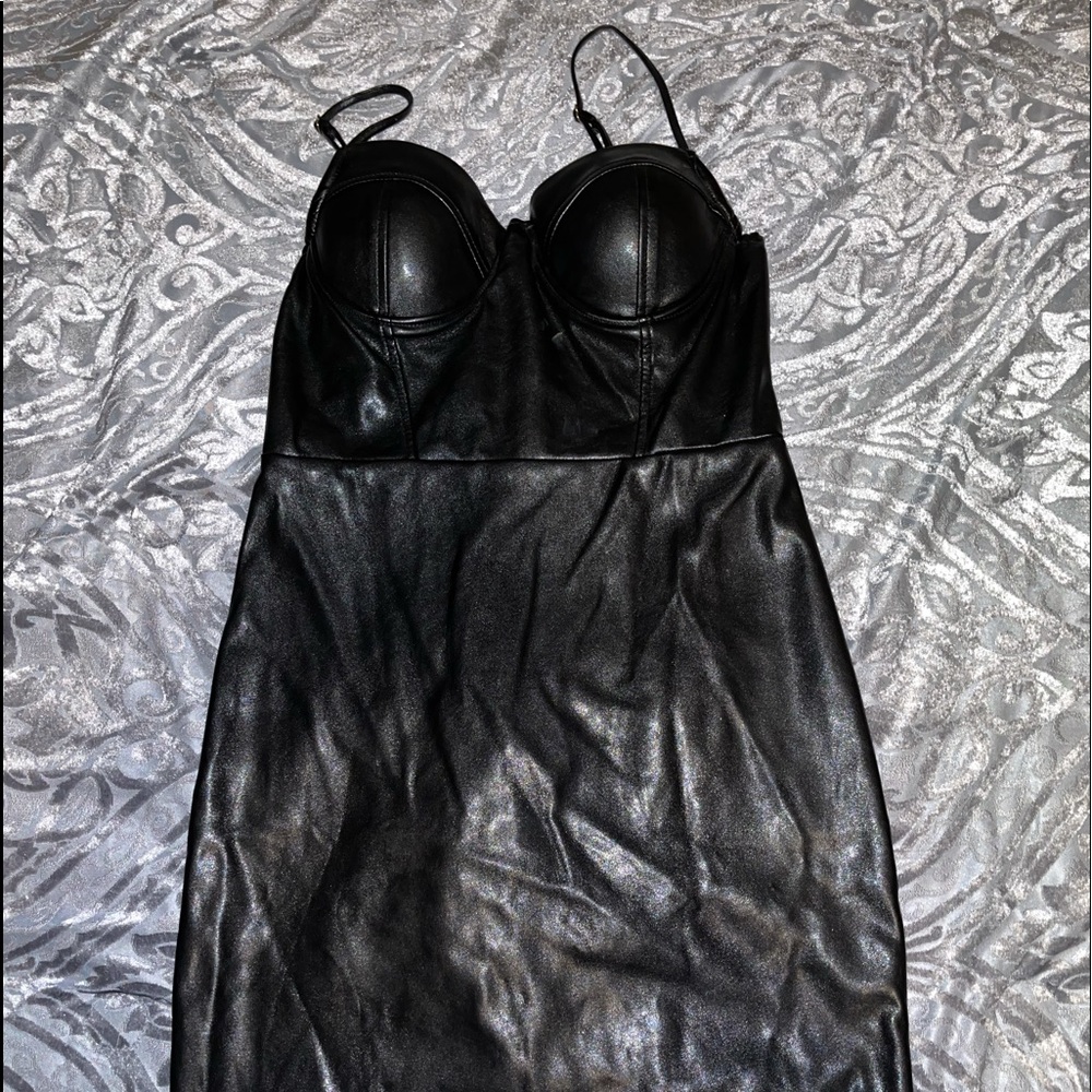 Black leather dress